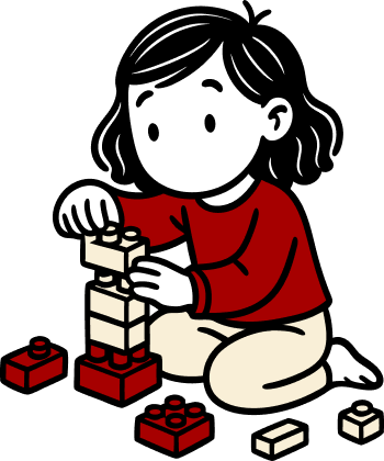 Girl building blocks illustration